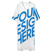 Lade das Bild in den Galerie-Viewer, Einzelbilddruck Personalisierte Morgenmantel im mediterranen Stil mit V-Ausschnitt und halblangen Ärmeln YKL06 für Damen / Frauen | Langärmliger Morgenmantel mit V-Ausschnitt mit Foto selbst gestalten