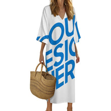 Lade das Bild in den Galerie-Viewer, Einzelbilddruck Personalisierte Morgenmantel im mediterranen Stil mit V-Ausschnitt und halblangen Ärmeln YKL06 für Damen / Frauen | Langärmliger Morgenmantel mit V-Ausschnitt mit Foto selbst gestalten