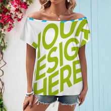 Lade das Bild in den Galerie-Viewer, Multi-Image-Design Damen / Frauen Schulterfreies Kurzarm Oberteil LM076 mit Foto Design Motiv Text selbst gestalten und bedrucken