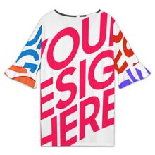 Lade das Bild in den Galerie-Viewer, Multi-Image-Druck Damen / Frauen T-Shirt mit V-Ausschnitt und Lotusärmeln NT101 mit Namen Fotos Text selbst gestalten und bedrucken