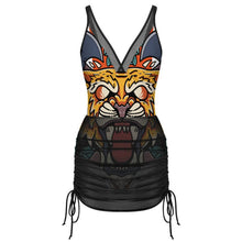 Lade das Bild in den Galerie-Viewer, Damen Badeanzug mit Raffung und Mesh-V-Ausschnitt – individuell bedruckbar, Größen S–2XL