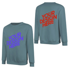 Lade das Bild in den Galerie-Viewer, 100% Baumwolle Vorder- und Hinterseite-Druck Herren Damen Unisex Langarm Sweatshirt Pullover Shirt Verschiedne Farben mit Foto Design Motiv Text selbst gestalten und bedrucken