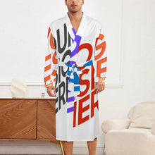 Lade das Bild in den Galerie-Viewer, Multi-Image-Druck Unisex Langarm Nachthemd Bademantel mit Gürtel LM127 mit Fotos Muster Text Logo selbst gestalten und bedrucken