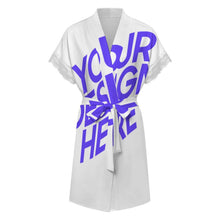 Lade das Bild in den Galerie-Viewer, Einzelbild-Design Damen/Frauen Kurzärmeliger Bademantel Pyjama mit Gürtel und Spitzenbesatz SDS2517 mit Foto Design Motiv Text selbst gestalten und bedrucken
