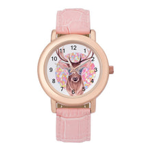 Lade das Bild in den Galerie-Viewer, Damenuhr personalisiert | Lederarmband Rosa | Uhr mit Foto