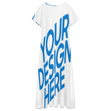 Lade das Bild in den Galerie-Viewer, Damen / Frauen Langes Kleid mit V-Ausschnitt A83Q mit Foto Design Motiv Text selbst gestalten und bedrucken (Simple Design)