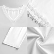Lade das Bild in den Galerie-Viewer, Einzelbilddruck Damen / Frauen V-Ausschnitt T-Shirt mit Spitzenbesatz und halblangen Ärmeln SDS2513 mit Foto Design Motiv Text selbst gestalten und bedrucken