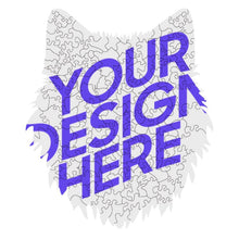 Lade das Bild in den Galerie-Viewer, Unregelmäßiges Holzpuzzles (Wolfskopfform) JJ0533027 mit Fotos Muster Text selbst gestalten und bedrucken