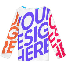 Lade das Bild in den Galerie-Viewer, Multi-Image-Design Damen / Frauen Langärmliges Top mit offener Knopfleiste und Rundhalsausschnitt BMJ mit Foto Design Motiv Text selbst gestalten und bedrucken (Simple Design)
