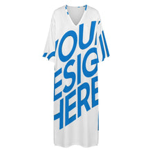 Lade das Bild in den Galerie-Viewer, Einzelbilddruck Personalisierte Morgenmantel im mediterranen Stil mit V-Ausschnitt und halblangen Ärmeln YKL06 für Damen / Frauen | Langärmliger Morgenmantel mit V-Ausschnitt mit Foto selbst gestalten