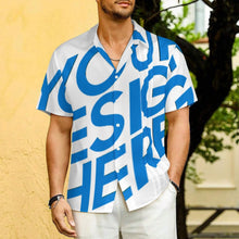 Lade das Bild in den Galerie-Viewer, Einzelbild-Design Herren Kurzarmhemd mit Revers und Falten LM005 mit Ihrem Design Motiv Foto Text selbst gestalten und bedrucken