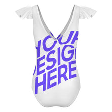 Lade das Bild in den Galerie-Viewer, Einzelbilddruck Damen / Frauen Rüschenärmeln One-piece Swimsuit Badeanzug mit V-Ausschnitt 294340 mit Foto selbst gestalten und bedrucken