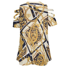 Lade das Bild in den Galerie-Viewer, Cold-Shoulder Tunika mit Reißverschluss | V-Ausschnitt & Custom Print
