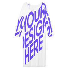 Lade das Bild in den Galerie-Viewer, Damen / Frauen lockeres Langarm Shirt Kleid ADQ mit Foto Design Motiv Text selbst gestalten und bedrucken (Simple Design)