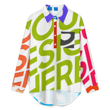 Lade das Bild in den Galerie-Viewer, Multi-Image-Druck Damen / Frauen Hemd mit überschnittenen Schultern LM554 mit Foto Design Motiv Text selbst gestalten und bedrucken
