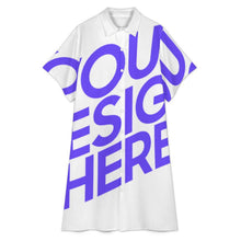 Lade das Bild in den Galerie-Viewer, Einzelbild-Design Damen / Frauen Mittellanges Hemdkleid mit Revers B15Q mit Foto Design Motiv Text selbst gestalten und bedrucken (Simple Design)