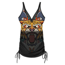 Lade das Bild in den Galerie-Viewer, Damen Badeanzug mit Raffung und Mesh-V-Ausschnitt – individuell bedruckbar, Größen S–2XL