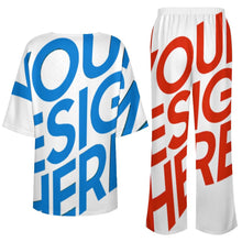 Lade das Bild in den Galerie-Viewer, Einzelbilddruck Damen / Frauen Set aus Hemd mit Rundhalsausschnitt und Fledermausärmeln + Hose mit weitem Bein und elastischem Bund YKL04 mit Fotos Muster Text Logo selbst gestalten und bedrucken