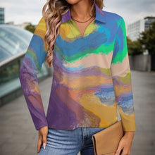 Lade das Bild in den Galerie-Viewer, Personalisierbares Damen Langarm Polo-Shirt mit UV-Schutz 50+