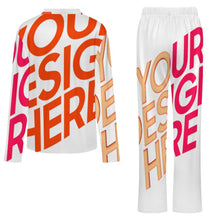 Lade das Bild in den Galerie-Viewer, Multi-Image-Druck Damen / Frauen Langärmliger Pyjama Anzug mit V-Ausschnitt B99TZ mit Foto Design Motiv Text selbst gestalten und bedrucken