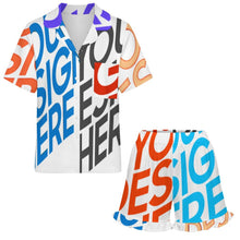 Lade das Bild in den Galerie-Viewer, Multi-Image-Druck Damen / Frauen Rüschen Pyjama Set mit kurzen Ärmeln C11TZ mit Foto Design Motiv Text selbst gestalten und bedrucken