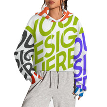 Lade das Bild in den Galerie-Viewer, Multi-Image-Design Damen / Frauen Kurzer Hoodie ohne Saum MXU022 mit Foto Design Motiv Text selbst gestalten und bedrucken (Simple Design)