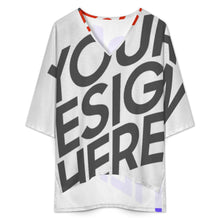 Lade das Bild in den Galerie-Viewer, Multi-Image-Druck Damen / Frauen Set aus Hemd mit V-Ausschnitt und Fledermausärmeln und Shorts mit elastischer Taille YKL07 mit Fotos Muster Text Logo selbst gestalten und bedrucken