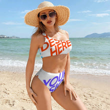Lade das Bild in den Galerie-Viewer, Multi-Image-Design Sexy Bustier Bikini Set BK2078 mit One-Schulter-Form Top und hoher Taille Bikini-Hose - Damen / Frauen - selbst gestalten und bedrucken