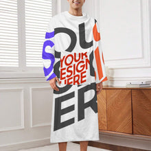 Lade das Bild in den Galerie-Viewer, Multi-Image-Druck Unisex Langarm Plüschiger bequemer Wickelmantel Pyjama LYQ129 mit Fotos Muster Text Logo selbst gestalten und bedrucken