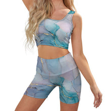 Lade das Bild in den Galerie-Viewer, Geripptes Yoga Set Damen | 2-Teiler Crop-Top & Shorts | Custom Design