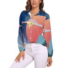 Lade das Bild in den Galerie-Viewer, Damen Retro-Bluse personalisieren | Langarm V-Ausschnitt Bluse