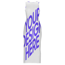 Lade das Bild in den Galerie-Viewer, Langer schmal geschnittener Cheongsam Maxi Kleid MXLD20 mit Foto Design Motiv Text selbst gestalten und bedrucken (Simple Design)