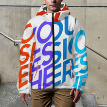 Lade das Bild in den Galerie-Viewer, Multi-Image-Design Leichte atmungsaktive Windbreaker Windjacke mit Kapuze für Herren / Männer MWL402 mit Foto Design Motiv Text selbst gestalten und bedrucken