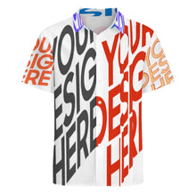Lade das Bild in den Galerie-Viewer, Multi-Image-Design Herren Kurzarmhemd mit Revers und Falten LM005 mit Ihrem Design Motiv Foto Text selbst gestalten und bedrucken