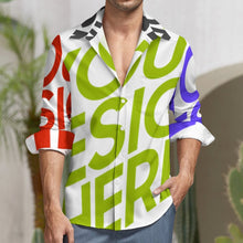 Lade das Bild in den Galerie-Viewer, Multi-Image-Design Herren / Männer Lässiges Langarmhemd aus Leinenimitat mit einer Tasche LS mit Foto Design Motiv Text selbst gestalten und bedrucken