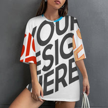 Lade das Bild in den Galerie-Viewer, Voll Druck Reiner Baumwolle Locker geschnittenes T-Shirt mit überschnittenen Schultern und mittellangen Ärmeln S28T mit Foto Design Motiv Text selbst gestalten und bedrucken