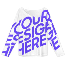 Lade das Bild in den Galerie-Viewer, Einzelbild-Design Damen / Frauen Langärmliges T-Shirt mit schrägem Kragen XVL mit Foto Design Motiv Text selbst gestalten und bedrucken (Simple Design)