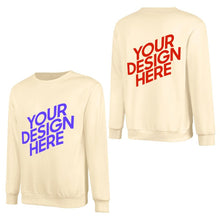Lade das Bild in den Galerie-Viewer, 100% Baumwolle Vorder- und Hinterseite-Druck Herren Damen Unisex Langarm Sweatshirt Pullover Shirt Verschiedne Farben mit Foto Design Motiv Text selbst gestalten und bedrucken