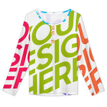 Lade das Bild in den Galerie-Viewer, Multi-Image-Design Damen / Frauen Langärmliges Top mit offener Knopfleiste und Rundhalsausschnitt BMJ mit Foto Design Motiv Text selbst gestalten und bedrucken (Simple Design)