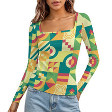 Lade das Bild in den Galerie-Viewer, Personalisierbares Damen Langarmshirt in Rippstruktur mit Karree-Ausschnitt