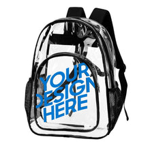 Lade das Bild in den Galerie-Viewer, Transparenter Schulrucksack Schultasche Rucksack mit Netztasche mit Fotos Muster Text Logo selbst gestalten und bedrucken