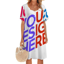 Lade das Bild in den Galerie-Viewer, Multi-Image-Design Damen / Frauen Kragenloses Longshirt LM501 mit Foto Design Motiv Text selbst gestalten und bedrucken