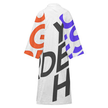 Lade das Bild in den Galerie-Viewer, Multi-Image-Druck Unisex Langarm Plüschiger bequemer Wickelmantel Pyjama LYQ129 mit Fotos Muster Text Logo selbst gestalten und bedrucken