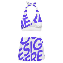 Lade das Bild in den Galerie-Viewer, Einzelbild-Design Damen / Frauen Zweiteiliger Badeanzug mit Schnürung und Minirock (Schlitz) 308977 mit Fotos Muster Text Logo selbst gestalten und bedrucken