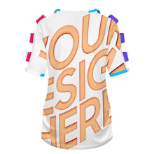 Lade das Bild in den Galerie-Viewer, Multi-Image-Design Damen / Frauen Schulterfreies Kurzarm-Kleid T-shirt LM077 mit Foto Design Motiv Text selbst gestalten und bedrucken (Simple Design)