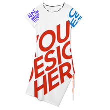 Lade das Bild in den Galerie-Viewer, Multi-Image-Design Shirtkleid Sommerkleid Midikleid Strandkleid mit Schlitz A44Q mit Foto Design Motiv Text selbst gestalten und bedrucken (Simple Design)