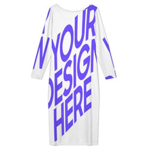 Lade das Bild in den Galerie-Viewer, Damen / Frauen lockeres Langarm Shirt Kleid ADQ mit Foto Design Motiv Text selbst gestalten und bedrucken (Simple Design)