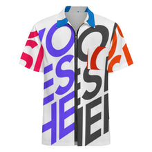 Lade das Bild in den Galerie-Viewer, Multi-Image-Design Herren / Männer Kurzarmhemd mit Reißverschluss LM816 mit Foto Design Motiv Text selbst gestalten und bedrucken