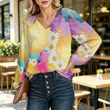 Lade das Bild in den Galerie-Viewer, Damen Bluse mit V-Ausschnitt und Ballonärmeln personalisierbar