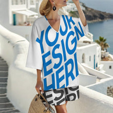 Lade das Bild in den Galerie-Viewer, Einzelbilddruck Damen / Frauen Set aus Hemd mit V-Ausschnitt und Fledermausärmeln und Shorts mit elastischer Taille YKL07 mit Fotos Muster Text Logo selbst gestalten und bedrucken